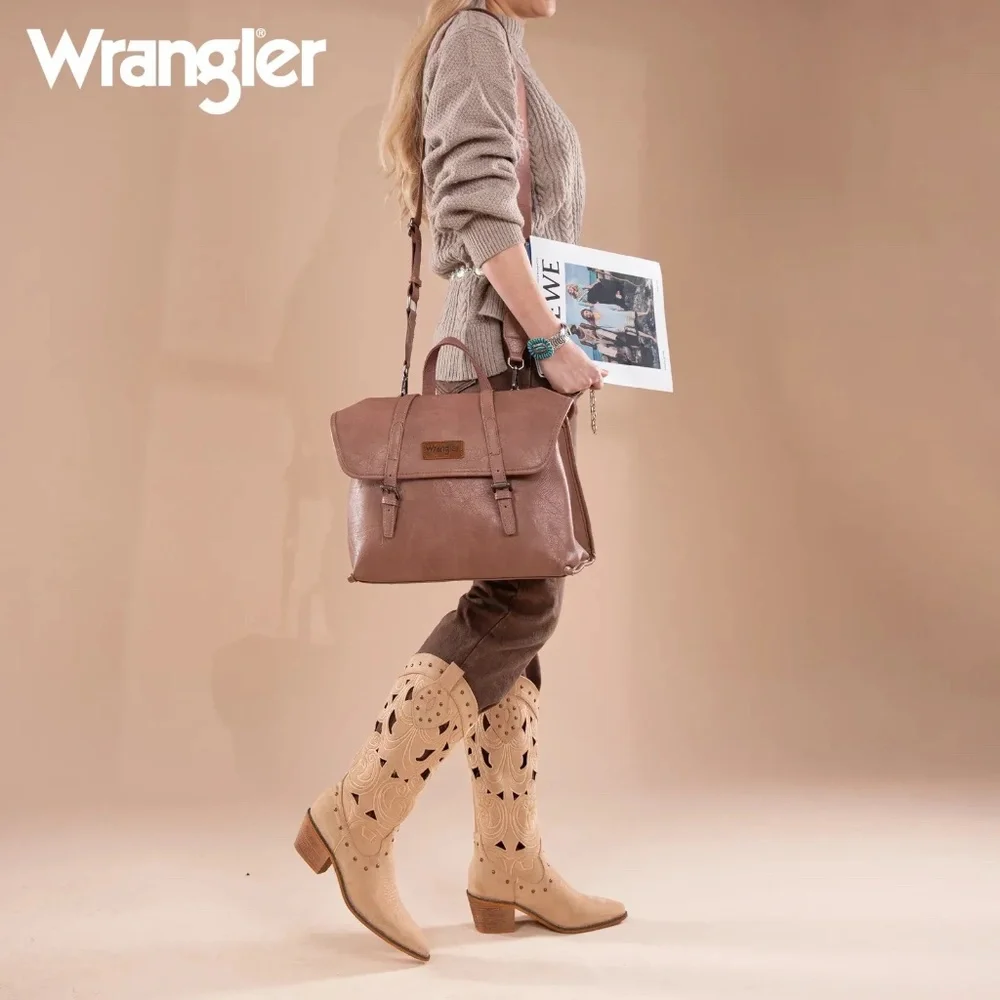 Wrangler Top Handle Carry Satchel/Laptop Bag/Backpack/Crossbody Dark Pink
